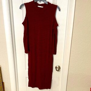 Fashion Nova Red Long Sleeve Striped Dress